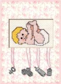 cross stitched baby card