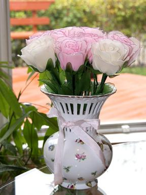 Nylon Roses as Centerpieces