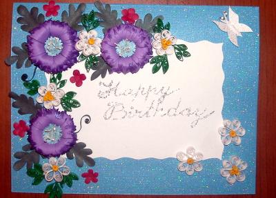 Handmade Paper Quilled Birthday Card
